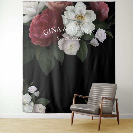 豪華な赤いピンクの白い花のウェディング フラワー タペストリー (インサイチュ)