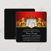 豪華な赤いプリンスベイビーシャワー 招待状 (正面/裏面)