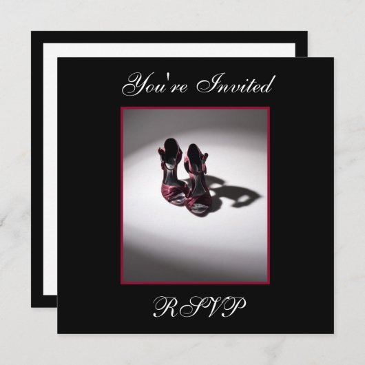 豪華な赤い誕生日パーティーの靴のスクエア招待状 招待状 (正面/裏面)