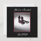 豪華な赤い誕生日パーティーの靴のスクエア招待状 招待状 (正面)