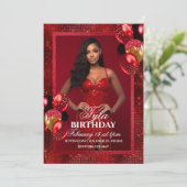 豪華な赤い風船の写真招待状 招待状 (スタンド正面)