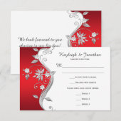 豪華な赤と白と銀の花 RSVP (正面/裏面)