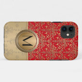 豪華な赤と金のモノグラム ダマスク柄 Case-Mate iPhoneケース (裏面(横))