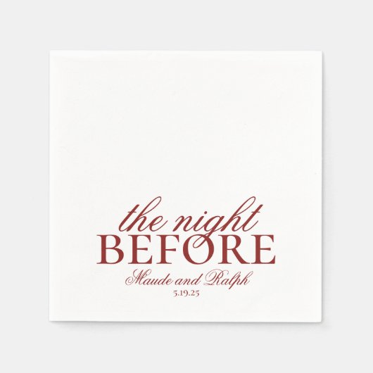 豪華な赤の前の結婚夜のリハーサル スタンダードカクテルナプキン (正面)