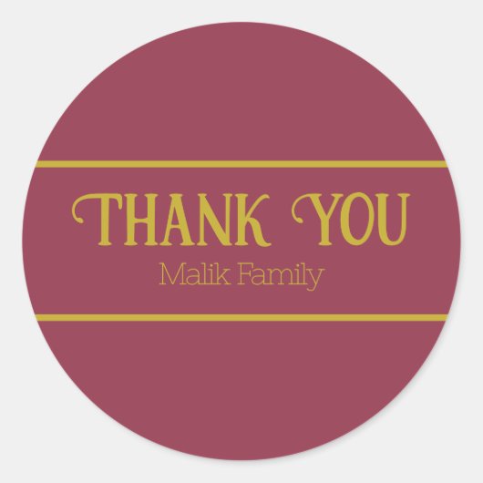 豪華な赤の色をパーソナライズ無地のしてくれてありがとう ラウンドシール (正面)