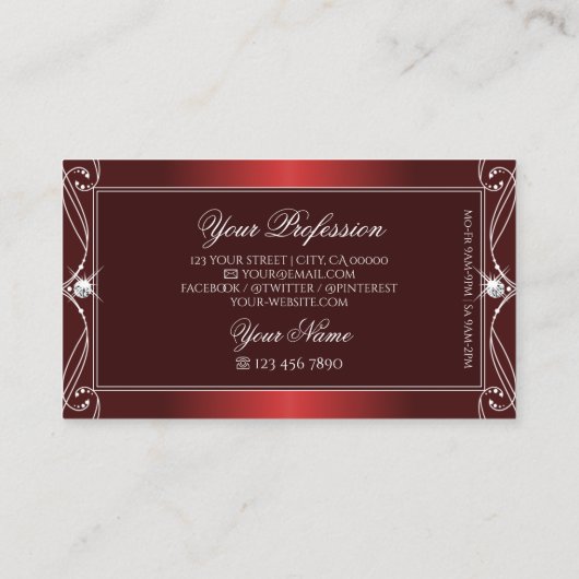 豪華な赤華美ダイヤきらめくモンド装飾品 名刺 (裏面)