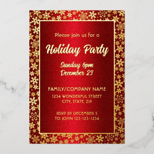 豪華な赤金ゴールド独自のスクリプトをエレガント作成 箔招待状 (正面)