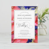 豪華な赤金紫フォーマルウェディング 招待状 (スタンド正面)