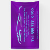 豪華な車のロゴ – アイスブルースポーツカーオンパープル 横断幕 (縦)