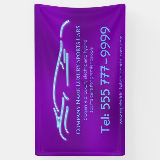 豪華な車のロゴ – アイスブルースポーツカーオンパープル 横断幕 (縦)