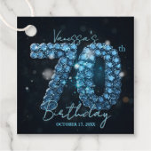 豪華な輝きのティールブルーのダイヤモンド 70歳の誕生日 フェイバータグ (正面)