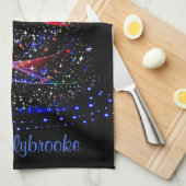 豪華な輝き海軍クリスマスツリー名キッチンタオル キッチンタオル (四つ折り)