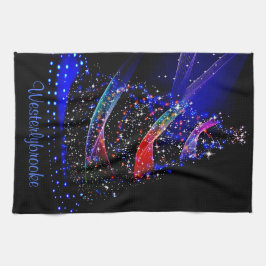 豪華な輝き海軍クリスマスツリー名キッチンタオル キッチンタオル