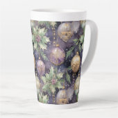 豪華な輝き：紫と金ゴールドクリスマスプレゼント カフェラテマグ (右アングル)