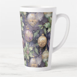 豪華な輝き:紫と金ゴールドクリスマスプレゼント カフェラテマグ