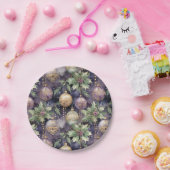 豪華な輝き:紫と金ゴールドクリスマスプレゼント ペーパープレート (パーティー)