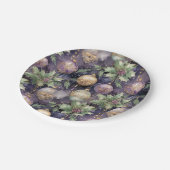 豪華な輝き:紫と金ゴールドクリスマスプレゼント ペーパープレート (アングル)