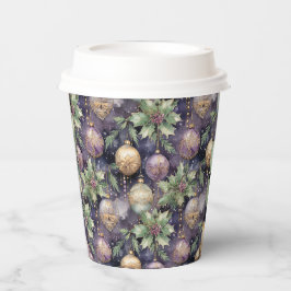 豪華な輝き:紫と金ゴールドクリスマスプレゼント 紙コップ