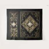 豪華な輝き | 黒と金のジュエリーのような装飾 タペストリー (正面(横))