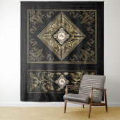 豪華な輝き | 黒と金のジュエリーのような装飾 タペストリー (インサイチュ)