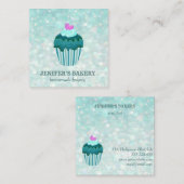 豪華な輝モダンかしいカップケーキ自家製ベーカリー スクエア名刺 (正面/裏面)