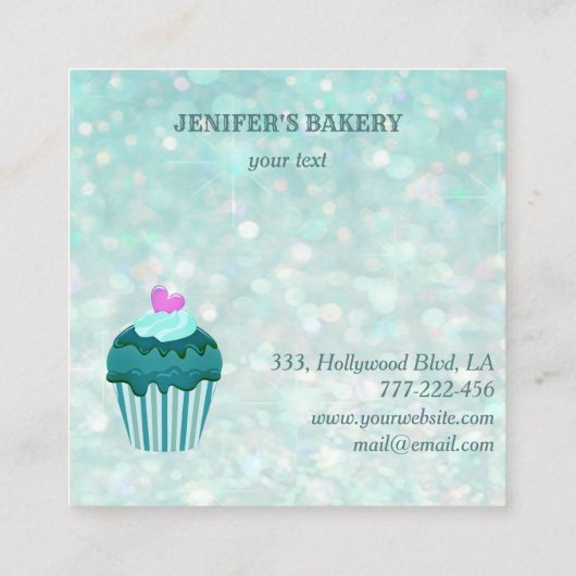 豪華な輝モダンかしいカップケーキ自家製ベーカリー スクエア名刺 (裏面)