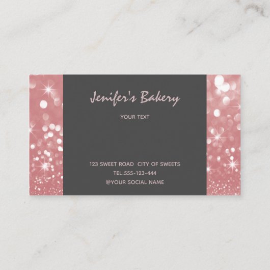 豪華な輝モダンきは、かわいいカップケーキのベーカリーを乾燥させる 名刺 (裏面)