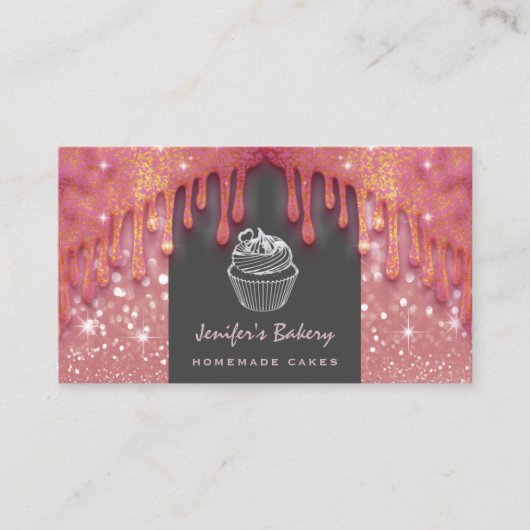 豪華な輝モダンきは、かわいいカップケーキのベーカリーを乾燥させる 名刺 (正面)