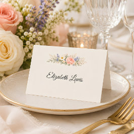 豪華な野の花の草原の結婚式 プレイスカード
