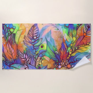 豪華な野生のカラフルなシュールアート ビーチタオル