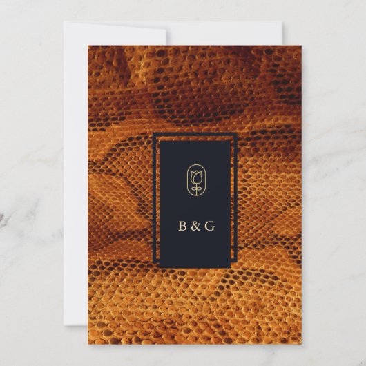 豪華な野生のヘビの皮の動物のリハーバーディナー 招待状 (裏面)