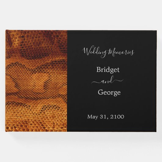 豪華な野生のヘビ皮結婚動物 ゲストブック (正面)