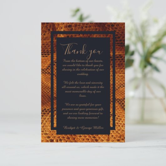 豪華な野生のヘビ皮結婚動物 サンキューカード (スタンド正面)