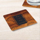 豪華な野生のヘビ皮結婚動物 スクエアペーパーコースター (アングル)