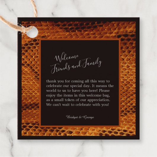 豪華な野生のヘビ皮結婚動物 フェイバータグ (正面)