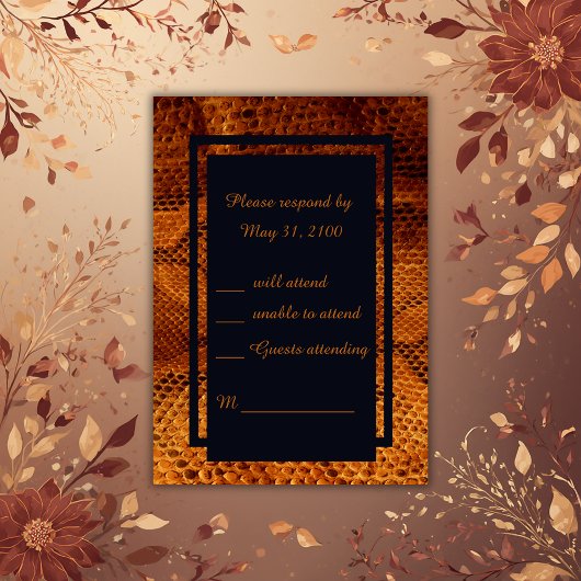 豪華な野生のヘビ皮結婚動物 出欠カード