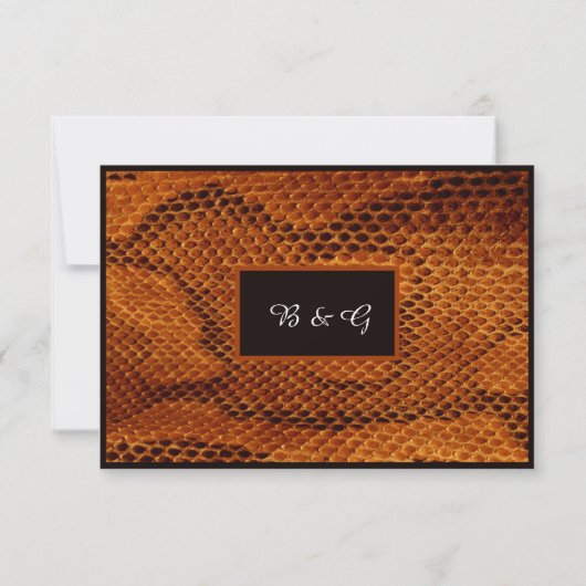 豪華な野生のヘビ皮結婚動物 出欠カード (裏面)
