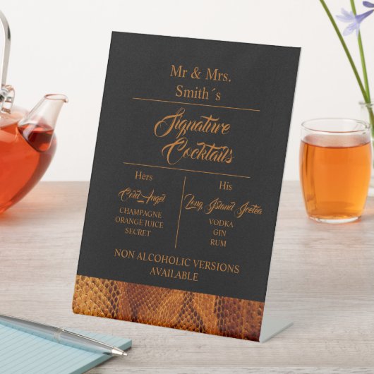 豪華な野生のヘビ皮結婚動物 台座サイン (インサイチュ)