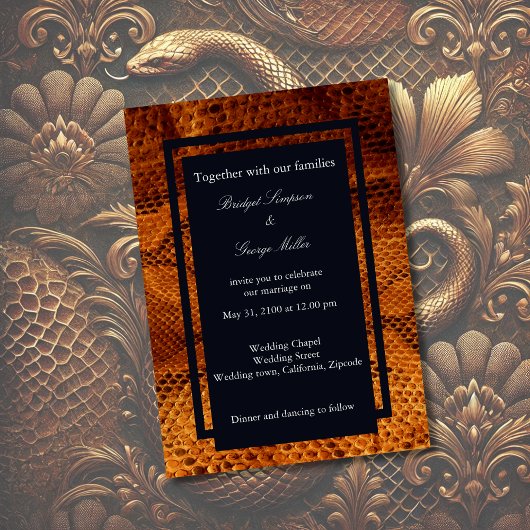 豪華な野生のヘビ皮結婚動物 招待状