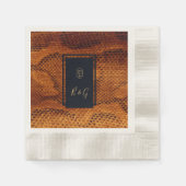 豪華な野生のヘビ皮結婚動物 縁ありカクテルナプキン (正面)