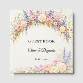 豪華な野生の花の草原の結婚式 ゲストブック (正面)