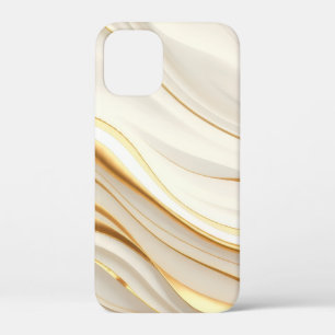 "豪華な金とクリームの大理石渦巻き" iPhone 12 MINI ケース