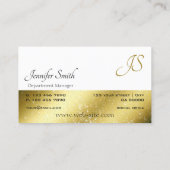 豪華な金と白のキラキラ星モノグラム 名刺 (裏面)