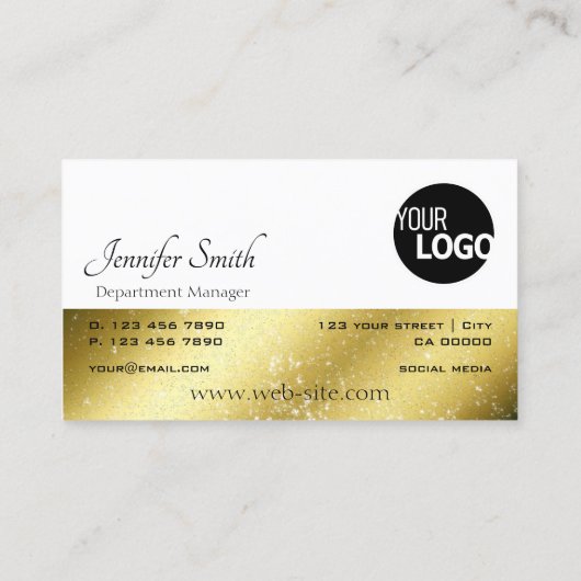 豪華な金と白のキラキラ輝く星とロゴ 名刺 (裏面)