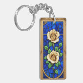 豪華な金のバラの芸術作品 キーホルダー (正面左)