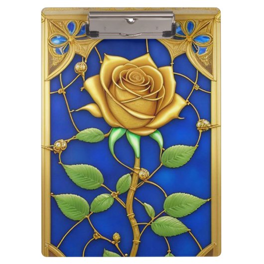 豪華な金のバラの芸術作品 クリップボード (正面)