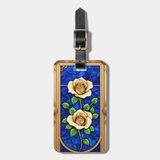 豪華な金のバラの芸術作品 ラゲッジタグ (正面縦)