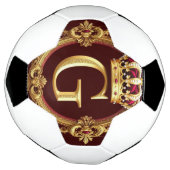 豪華な金のフレームと王冠のモノグラム サッカーボール (回転)