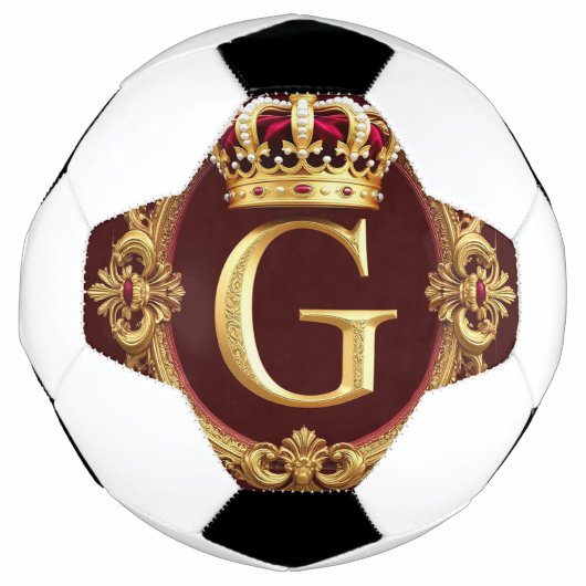 豪華な金のフレームと王冠のモノグラム サッカーボール (正面)