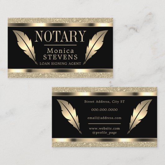 豪華な金のペンの羽 名刺 (正面/裏面)